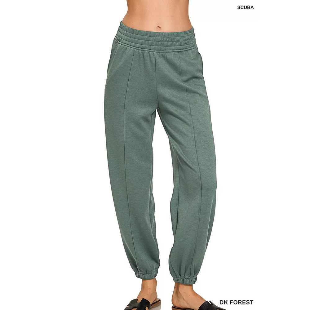 Zenana Scuba Elastic Waist Joggers with Pockets